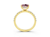 Yellow gold Princess Cut Morganite Pave Band Solitaire Ring with Four-Prong Setting_27