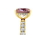 Yellow gold Princess Cut Morganite Pave Band Solitaire Ring with Four-Prong Setting_29