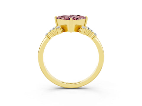 Yellow gold Princess Cut Morganite Ring with Side Stones and Four-Prong Setting_39