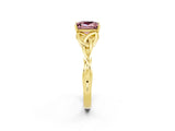 Yellow gold Princess Cut Morganite Solitaire Celtic Knot Ring with Four-Prong Setting_14