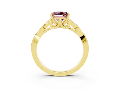 Yellow gold Princess Cut Morganite Solitaire Celtic Knot Ring with Four-Prong Setting_15