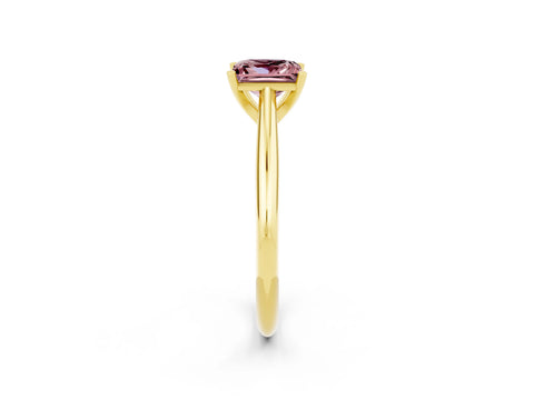 Yellow gold Princess Cut Morganite Solitaire Engagement Ring with Cathedral Setting and Four-Prong Mount_14