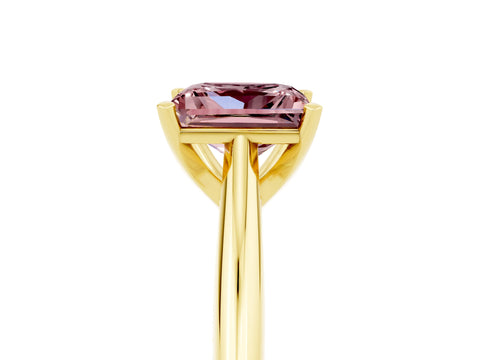 Yellow gold Princess Cut Morganite Solitaire Engagement Ring with Cathedral Setting and Four-Prong Mount_17