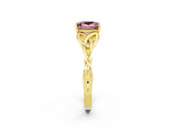 Yellow gold Princess Cut Morganite Solitaire Engagement Ring with Celtic Knot Band and Four-Prong Setting_2