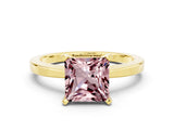 Yellow gold Princess Cut Morganite Solitaire Engagement Ring with Classic Band and Four-Prong Setting_24