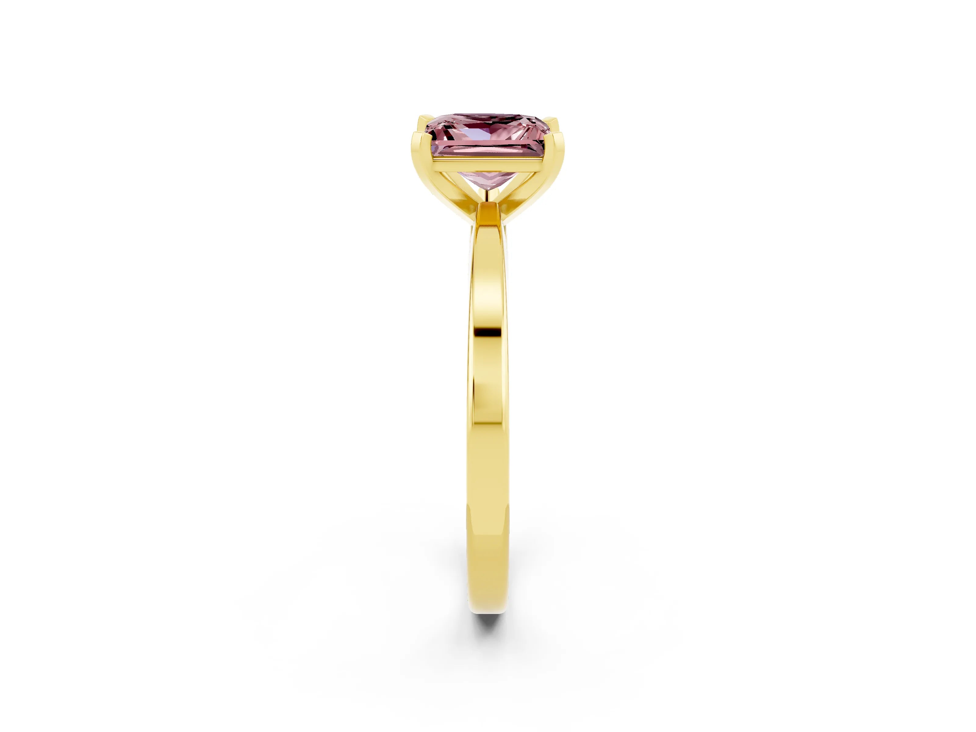 Yellow gold Princess Cut Morganite Solitaire Engagement Ring with Classic Band and Four-Prong Setting_26