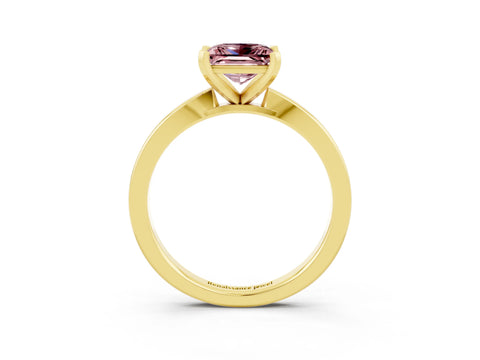 Yellow gold Princess Cut Morganite Solitaire Engagement Ring with Classic Band and Four-Prong Setting_27