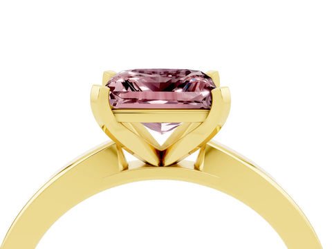 Yellow gold Princess Cut Morganite Solitaire Engagement Ring with Classic Band and Four-Prong Setting_28