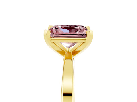 Yellow gold Princess Cut Morganite Solitaire Engagement Ring with Classic Band and Four-Prong Setting_29