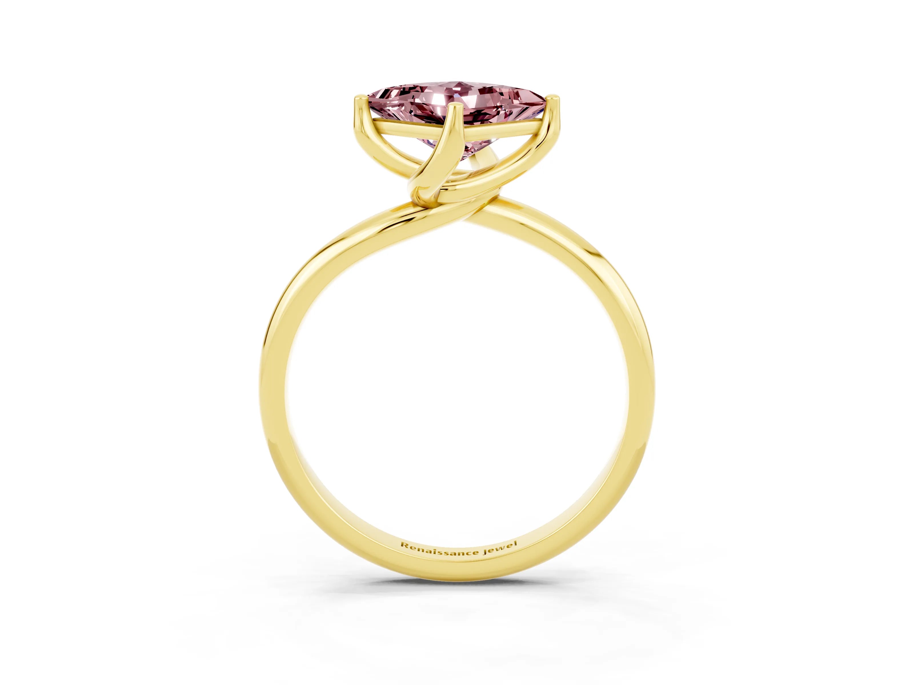Yellow gold Princess Cut Morganite Solitaire Engagement Ring with Four-Prong Setting and Classic Band_15