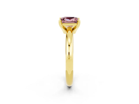 Yellow gold Princess Cut Morganite Solitaire Engagement Ring with Round Band and Four-Prong Setting_2