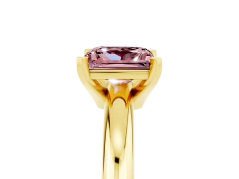 Yellow gold Princess Cut Morganite Solitaire Engagement Ring with Round Band and Four-Prong Setting_5