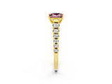 Yellow gold Princess Cut Morganite Solitaire Ring with Cathedral Setting and Pavé Band_2