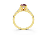 Yellow gold Princess Cut Morganite Solitaire Ring with Cathedral Setting and Pavé Band_3