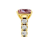 Yellow gold Princess Cut Morganite Solitaire Ring with Cathedral Setting and Pavé Band_5