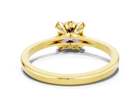 Yellow gold Princess Cut Morganite Solitaire Ring with Flower Prong Setting and Classic Band_36