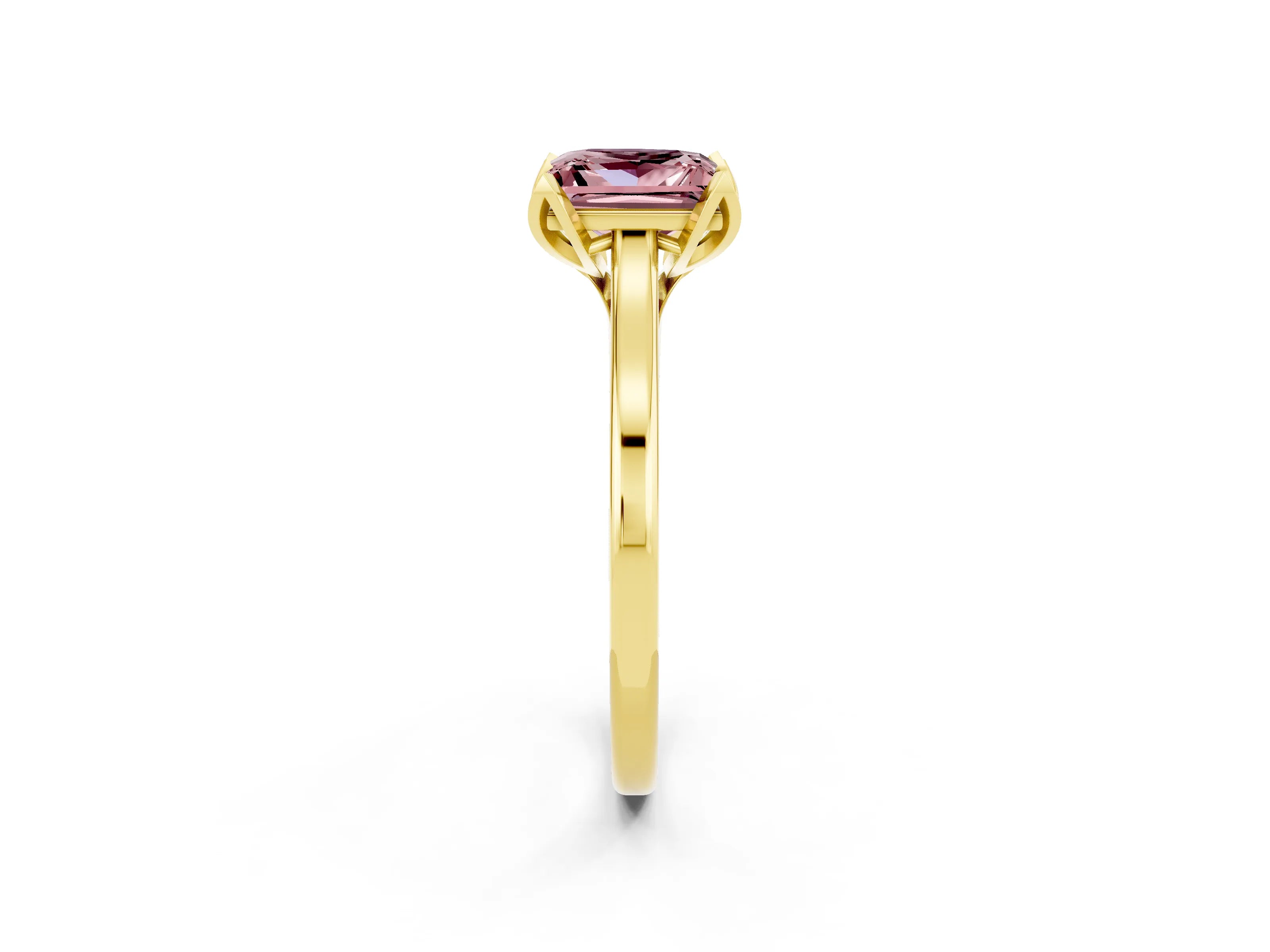 Yellow gold Princess Cut Morganite Solitaire Ring with Flower Prong Setting and Classic Band_38