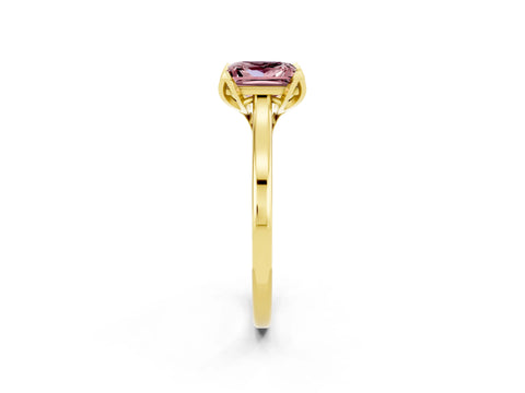 Yellow gold Princess Cut Morganite Solitaire Ring with Flower Prong Setting and Classic Band_38
