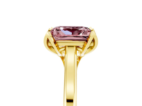 Yellow gold Princess Cut Morganite Solitaire Ring with Flower Prong Setting and Classic Band_41