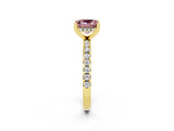 Yellow gold Princess Cut Morganite Solitaire Ring with Pavé Band and Four-Prong Setting_14