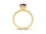 Yellow gold Princess Cut Morganite Solitaire Ring with Pavé Band and Four-Prong Setting_15