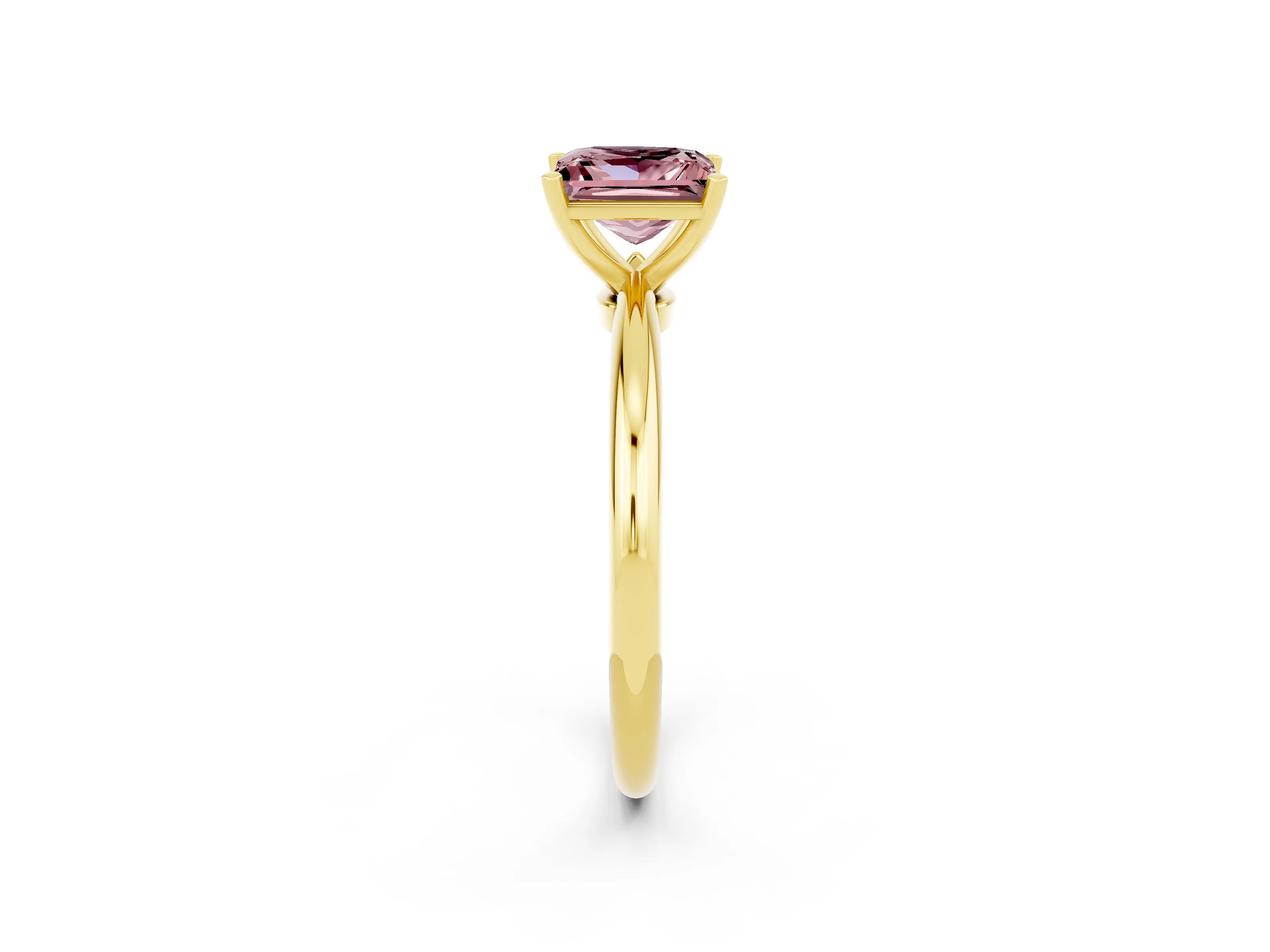Yellow gold Princess Cut Morganite Solitaire Ring with Six-Prong Setting and Classic Band_2