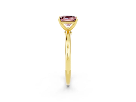 Yellow gold Princess Cut Morganite Solitaire Ring with Six-Prong Setting and Classic Band_2