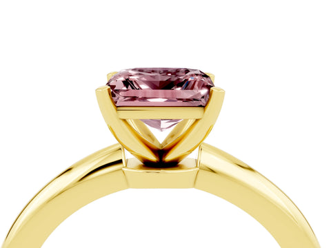 Yellow gold Princess Cut Morganite Solitaire Ring with Six-Prong Setting and Classic Band_4