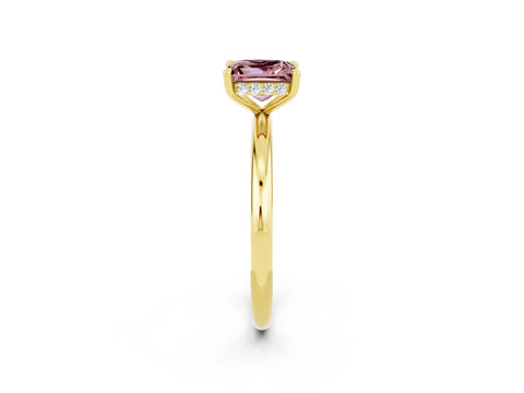 Yellow gold Princess Cut Morganite Solitaire Ring with Thin Band and Four-Prong Setting_2