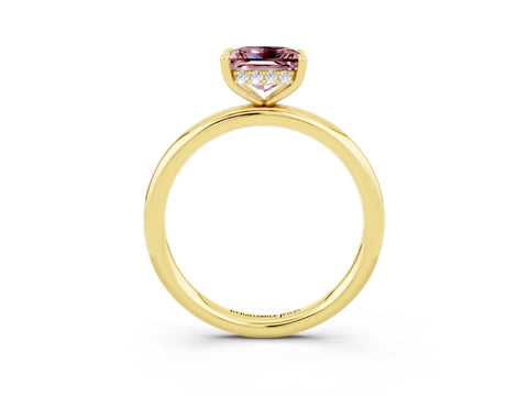 Yellow gold Princess Cut Morganite Solitaire Ring with Thin Band and Four-Prong Setting_3