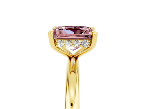 Yellow gold Princess Cut Morganite Solitaire Ring with Thin Band and Four-Prong Setting_5