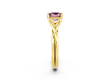 Yellow gold Princess Cut Morganite Solitaire Twist Band Prong Setting Ring_38