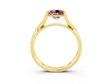Yellow gold Princess Cut Morganite Solitaire Twist Band Prong Setting Ring_39