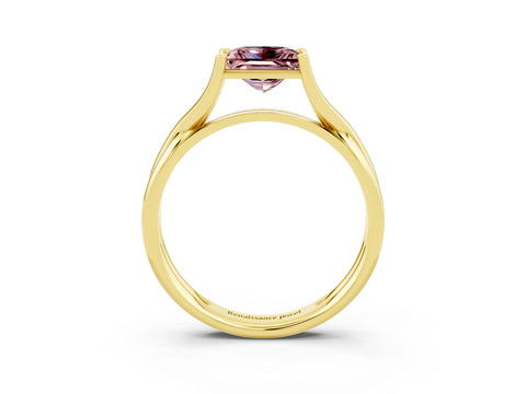 Yellow gold Princess Cut Morganite Solitaire Twist Band Prong Setting Ring_39
