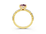 Yellow gold Princess Cut Morganite Solitaire with Side Stones, Pave Band, Four-Prong Setting_39