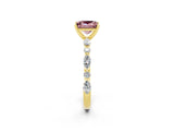 Yellow gold Princess Cut Morganite Solitaire with Side Stones on a Pavé Band and Four-Prong Setting_2