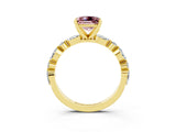 Yellow gold Princess Cut Morganite Solitaire with Side Stones on a Pavé Band and Four-Prong Setting_3