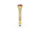 Yellow gold Princess Cut Morganite Split Shank Engagement Ring with Pavé Band_2