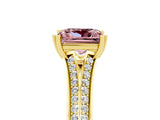 Yellow gold Princess Cut Morganite Split Shank Engagement Ring with Pavé Band_5