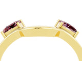 Yellow gold Princess Cut Morganite Two-Stone Open Band Ring with Four-Prong Setting_10