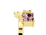 Yellow gold Princess Cut Morganite Two-Stone Open Band Ring with Four-Prong Setting_11