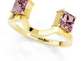 Yellow gold Princess Cut Morganite Two-Stone Open Band Ring with Four-Prong Setting_7