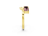 Yellow gold Princess Cut Morganite Two-Stone Open Band Ring with Four-Prong Setting_8