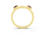 Yellow gold Princess Cut Morganite Two-Stone Open Band Ring with Four-Prong Setting_9