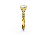 Yellow gold Princess Cut Pavé Band Solitaire Ring with Four-Prong Setting_160