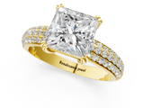 Yellow gold Princess Cut Pave Diamond Engagement Ring with Channel Set Band and Four-Prong Setting_22