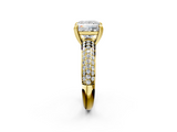 Yellow gold Princess Cut Pave Diamond Engagement Ring with Channel Set Band and Four-Prong Setting_23