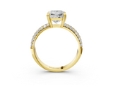 Yellow gold Princess Cut Pave Diamond Engagement Ring with Channel Set Band and Four-Prong Setting_24
