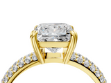 Yellow gold Princess Cut Pave Diamond Engagement Ring with Channel Set Band and Four-Prong Setting_25