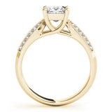 Yellow gold Princess Cut Pave Split Shank Engagement Ring with Four-Prong Setting 2